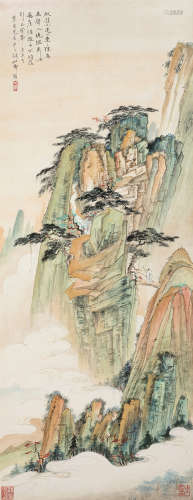 胡也佛（1908～1980） 1940年作 黄山始信峰 立轴 设色纸本