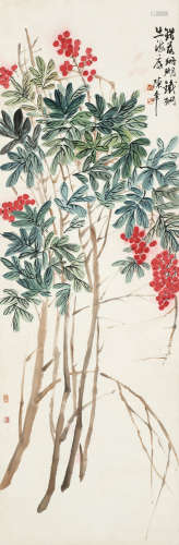 陈半丁（1876～1970） 错落珊瑚枝 镜框 设色纸本
