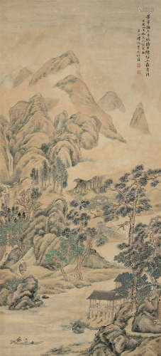陆恢（1851～1920） 1916年作 仿元人山水 立轴 设色纸本