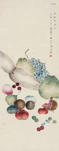 丁辅之（1879～1949） 蔬果清供 立轴 设色纸本