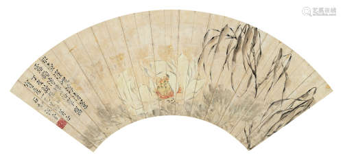 江介（清） 1827年作 荷花 镜片 设色纸本