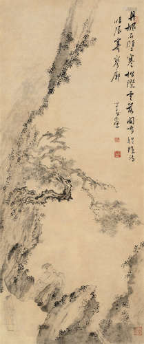 溥儒（1896～1963） 枫林高士 镜框 水墨纸本