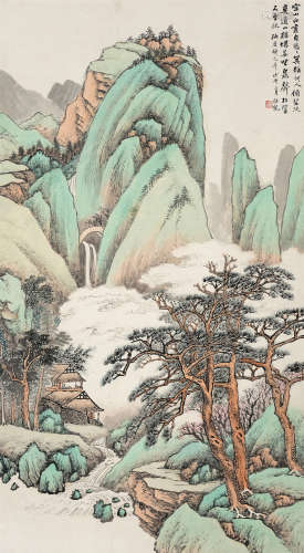 汪琨（1877～1946） 1918年作 松泉图 立轴 设色纸本