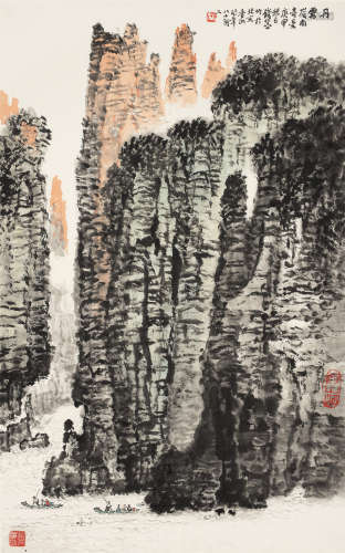 钱松嵒（1899～1985） 1980年作 丹霞 镜框 设色纸本
