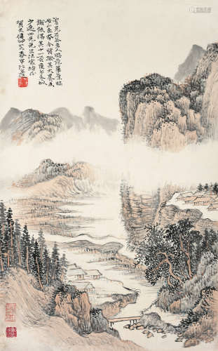 贺天健（1891～1977） 1930年作 临安山色 立轴 设色纸本