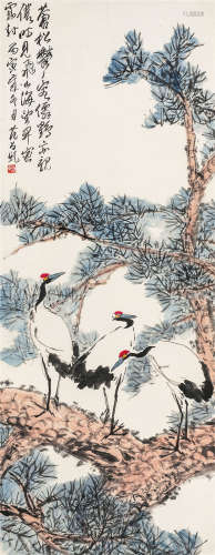 范昌乾（1908～1985） 1926年作 松鹤 立轴 设色纸本