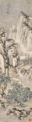 李研山（1898～1961） 1940年作 雪景山水 立轴 设色纸本