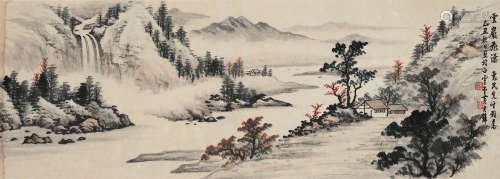 黄君璧（1898～1991） 1985年作 云岩飞瀑 镜框 设色纸本