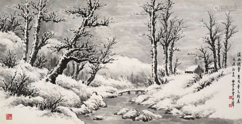 黄君璧（1898～1991） 1988年作 溪山积雪 镜框 水墨纸本
