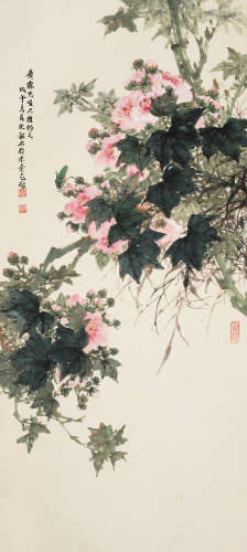张韶石（1913～1991） 1978年作 芙蓉 立轴 设色纸本