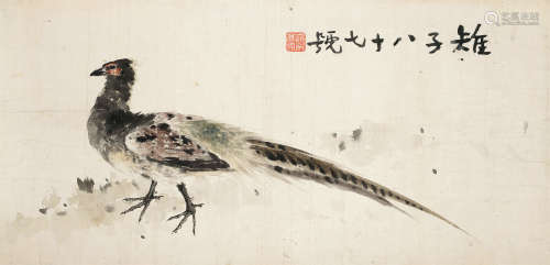 高奇峰（1889～1933） 雉子八十七号 镜框 设色纸本