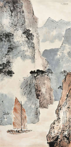 杨善深（1913～2004） 1980年作 三峡 镜框 设色纸本
