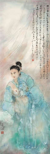 杨善深（1913～2004） 1994年作 重彩佳人 镜框 设色纸本
