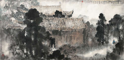 杨善深（1913～2004） 2000年作 白马寺 镜框 设色纸本