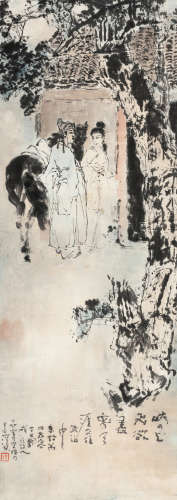 杨善深（1913～2004） 1987年作 峡口送故人 立轴 设色纸本