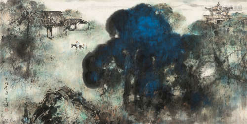 杨善深（1913～2004） 1994年作 泼彩山水 镜框 设色纸本