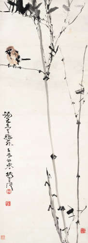杨善深（1913～2004） 1952年作 竹雀图 立轴 设色纸本