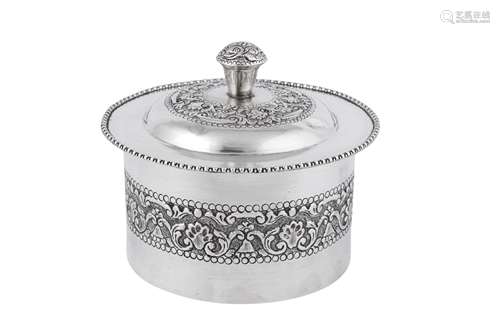 A late 20th century Indian silver biscuit box, Bombay circa ...