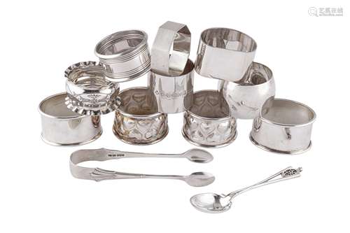 A mixed group of sterling silver napkin rings