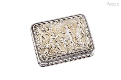 A George III sterling silver gilt cast snuff box, London 180...