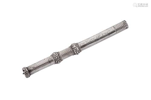 A George IV sterling silver propelling Bramah dip pen and pe...