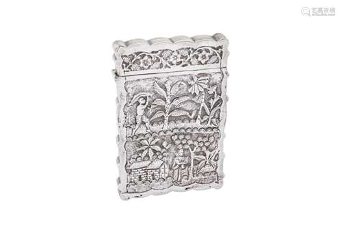 A late 19th century Anglo – Indian unmarked silver card case...