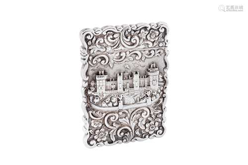 A Victorian sterling silver ‘castle top’ card case, Birmingh...