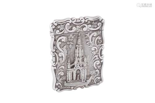 A Victorian sterling silver ‘castle top’ card case, Birmingh...