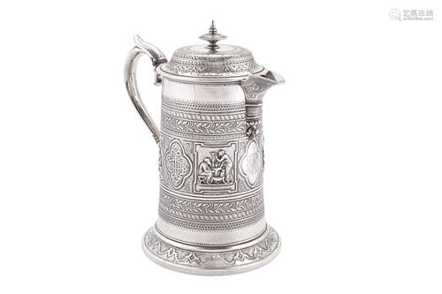 A Victorian Scottish sterling silver flagon, Glasgow 1872 by...