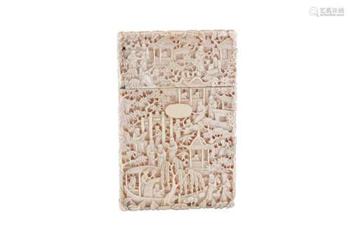 A late 19th century Chinese carved ivory card case, canton c...