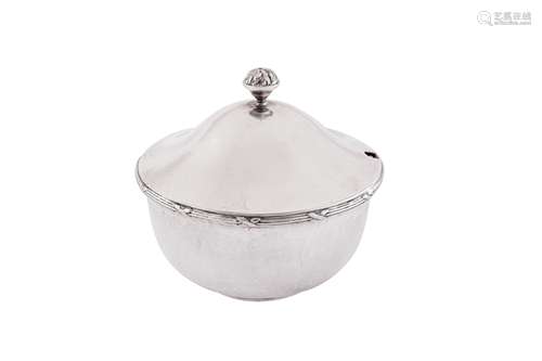 A George VI sterling silver ‘Arts and Crafts’ covered bowl o...