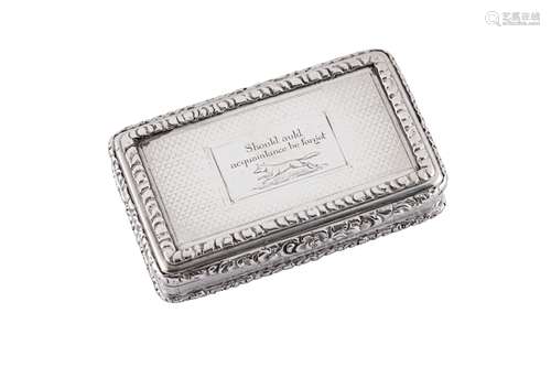 A William IV sterling silver snuff box, Birmingham 1834 by J...