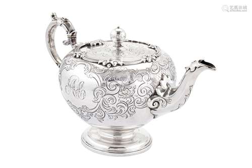 A Victorian Scottish sterling silver teapot, Edinburgh 1855 ...