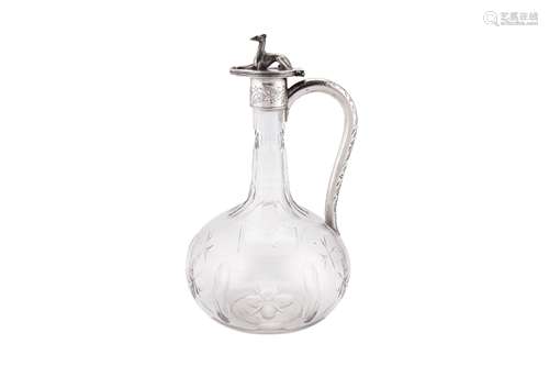 A Victorian sterling silver mounted claret jug, Sheffield 18...