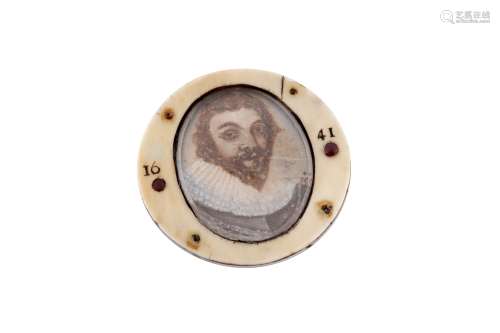 A rare Charles I mid-17th century ivory portrait miniature g...
