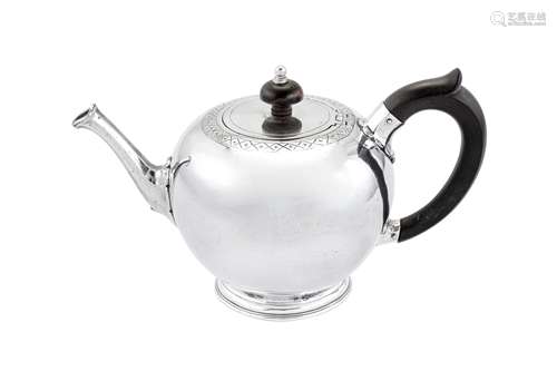 An early George II sterling silver bullet teapot, London 173...