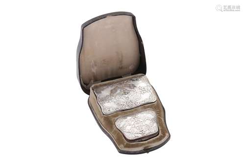 A cased late 19th century French unmarked silver mounted mot...