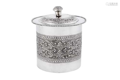 A late 20th century Indian silver biscuit box, Bombay circa ...