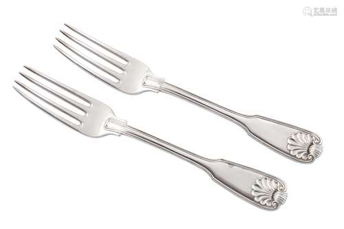 A pair of George III sterling silver table forks, London 181...