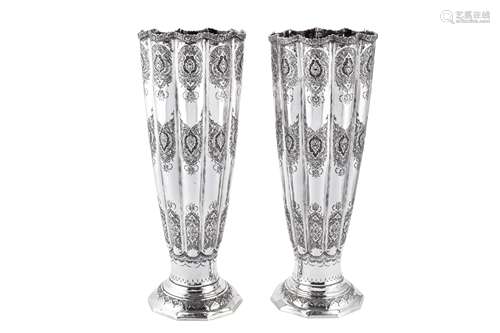 A pair of tall mid-20th century Iranian (Persian) 840 standa...