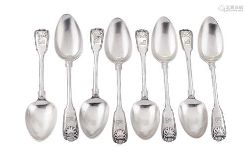 A set of eight George III sterling silver tablespoons, Londo...