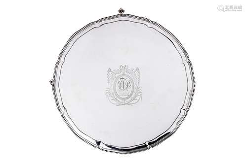 A George III sterling silver salver, London 1777 by James St...