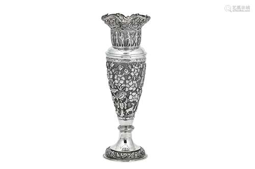 An early 20th century Iranian (Persian) silver vase, Shiraz ...