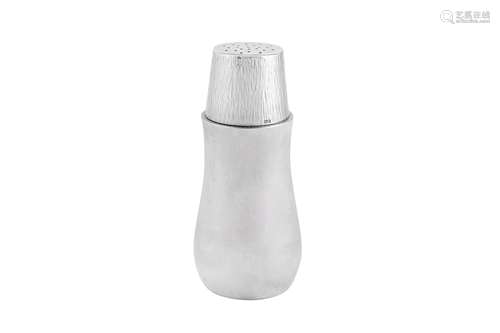 An Elizabeth II modernist sterling silver sugar caster, Lond...