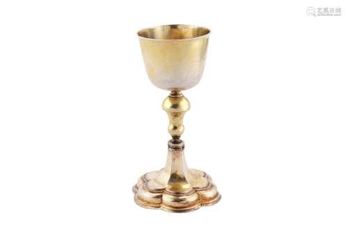 An early 18th century German silver gilt traveling chalice, ...