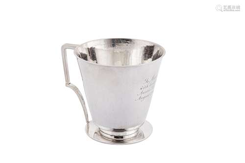 A George VI Art Deco sterling silver mug, London 1943 by the...