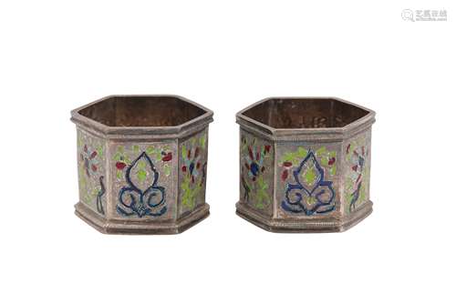 A pair of early 20th century Iranian (Persian) silver and ch...