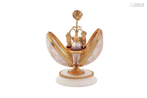 A late 19th century French gilt metal mounted mother of pear...