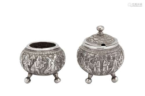 An early 20th century Iranian (Persian) silver mustard pot a...