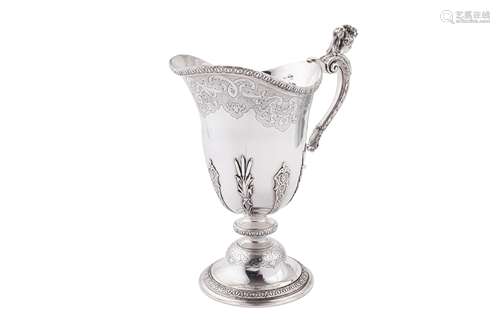 A mid- 20th century French 950 standard silver ewer or beer ...